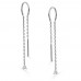 Chain Earring With White Stone-White