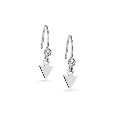 NEW TRENDY TRIANGLE SHAPE WHITE GOLD PLATED EARRING