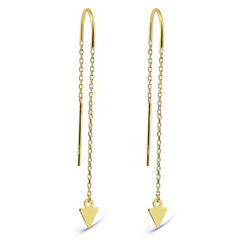Chain&Stick Earring With Triangle-Gold Chain&Stick Earring With Triangle-Gold