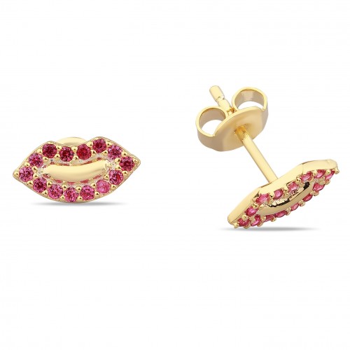 Lip Earring Red Stone- Gold Lip Earring Red Stone- Gold