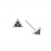 Triangle Studs Black Stone-White Gold