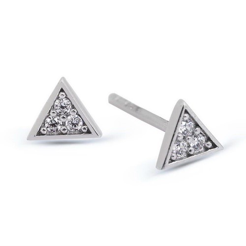 Triangle Studs-White Stone-White Triangle Studs-White Stone-White