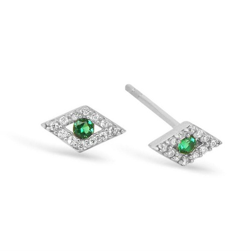 Green Eye Studs-White Green Eye Studs-White