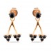 Flowrey Trio Ear Jackets Black Stone-Rose Gold