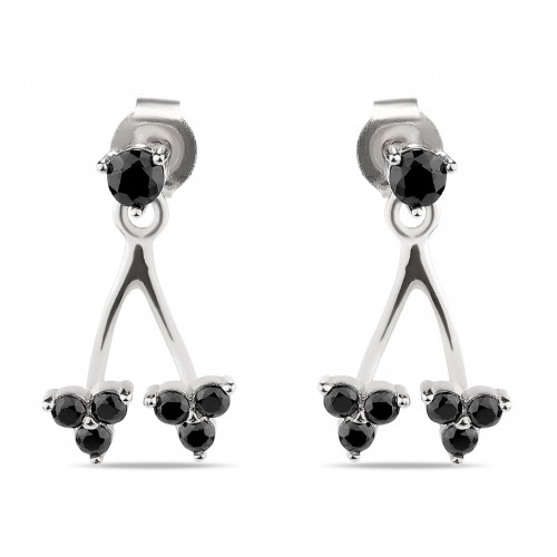 Flowrey Trio Ear Jackets Black Stone-White Gold