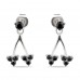 Flowrey Trio Ear Jackets Black Stone-White Gold