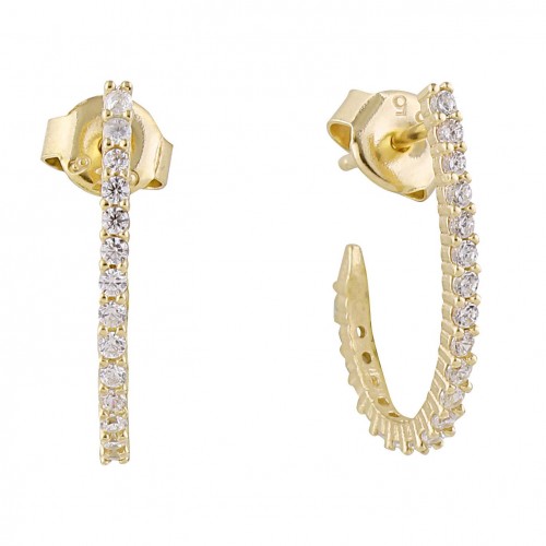 Side Setting Earring- Gold Plated
