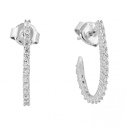Side Setting Earring- White Gold Plated