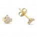 Three Tiny Flowery Studs White Stone -Gold Three Tiny Flowery Studs White Stone -Gold