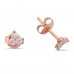 Three Tiny Flowery Studs White Stone -Rose Three Tiny Flowery Studs White Stone -Rose