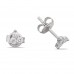 Three Tiny Flowery Studs White Stone -White