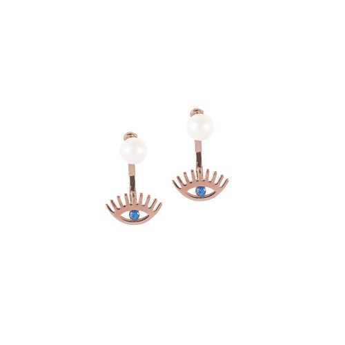 White Pearl With evileye ear jackets--Black