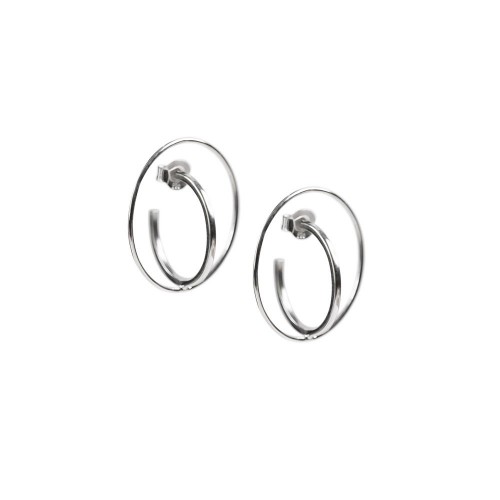 Hand Made Double Hoops White Gold 