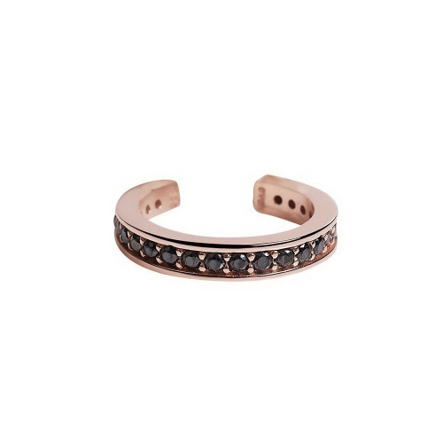 Black Colour Side Stone Earcuff-Rose Gold Plated