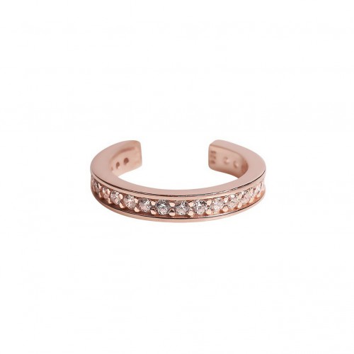 White Colour Side Stone Earcuff-Rose Gold Plated