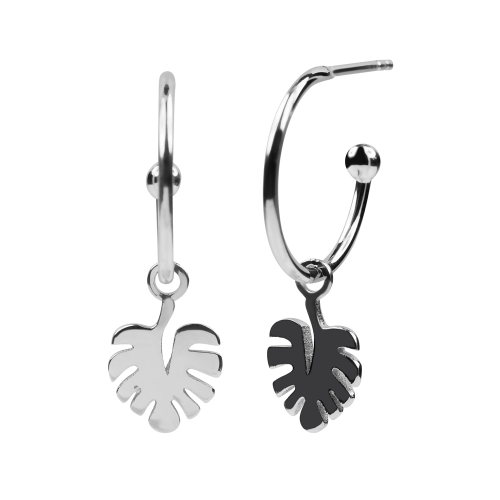 Leaf hoops White Gold Color Leaf hoops White Gold Color