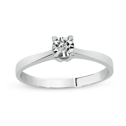 0,50Crt Effect Diamond Ring-Silver 0,50Crt Effect Diamond Ring-Silver