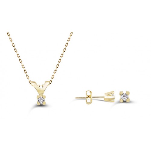 0,06 CT 4 Prong Diamond 10 K Yellow Gold Set