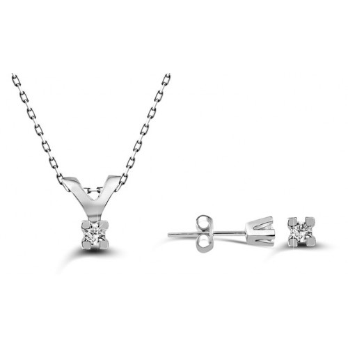 0,06 CT 4 Prong Diamond Silver Set