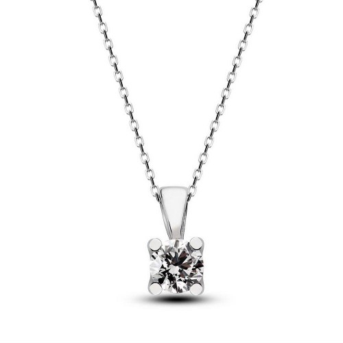 0,20 CT H-I / SI Diamond - Silver Necklace