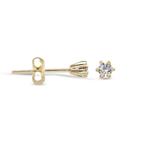 0,06 Crt 6 Prong Diamond -10 K Yellow Gold Studs