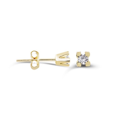 0,04 Crt 4 Prong Diamond - 10 K Yellow Gold Studs