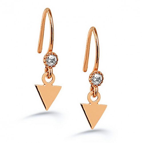 NEW TRENDY TRIANGLE SHAPE ROSE GOLD PLATED EARRING